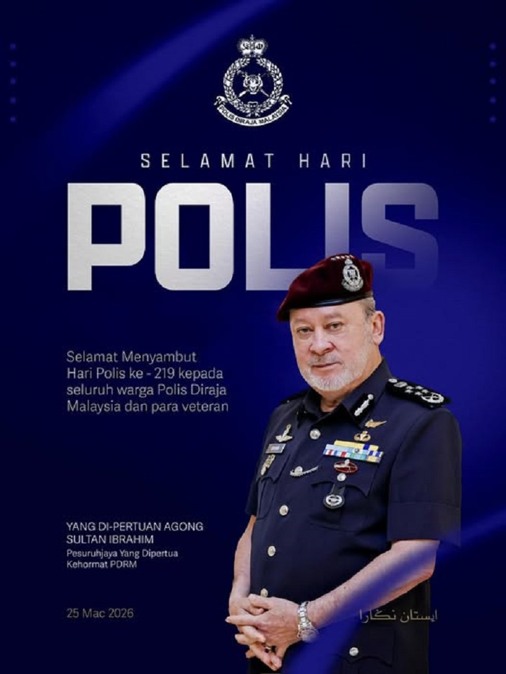 Agong zahir ucapan Selamat Hari Polis, hargai pengorbanan warga PDRM Agong zahir ucapan Selamat Hari Polis, hargai pengorbanan warga PDRM