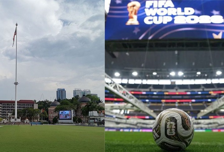 Skrin gergasi di Dataran Merdeka siar perlawanan akhir Piala Dunia